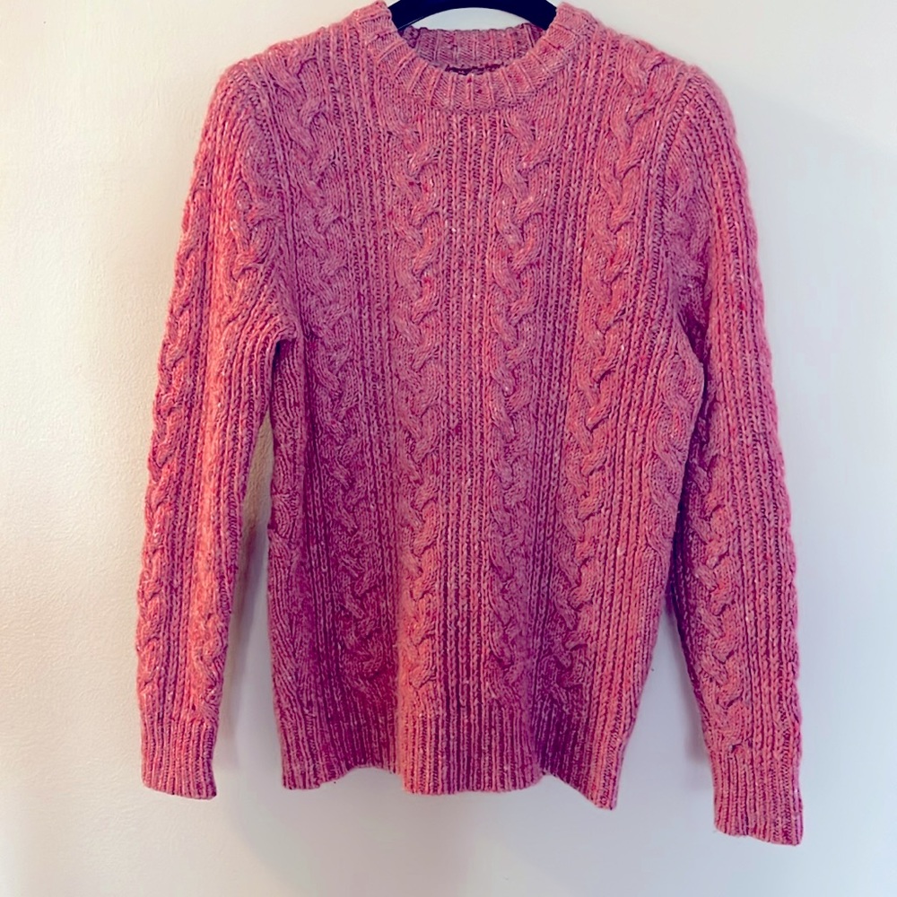 J. Crew Kilcarra Donegal Cable Knit Crewneck Sweater, XS - Picture 2 of 9